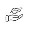 Lightweight Feather on Hand Line Icon. Soft Delicate Sensitive Plumelet Linear Pictogram. Light Weight Outline Symbol