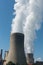 Lignite power plant for electricity generation - steam rises fro