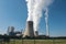 Lignite power plant for electricity generation - steam rises fro