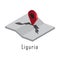 liguria map with map pointer. Vector illustration decorative design