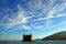 Liguria: view of Ligurian coastline with mountains sea sky and clouds