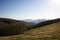 Ligurian Apennines landscape in springtime at sunset