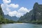 Lijiang river and karst mountains scenery with blue sky