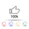 Like 100k multi color icon. Simple thin line, outline vector of online and web icons for ui and ux, website or mobile application