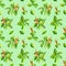 like-basil green leaves pattern hand painted seamless pattern green background