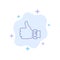 Like, Business, Finger, Hand, Solution, Thumbs Blue Icon on Abstract Cloud Background