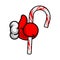 Like Christmas. Santa`s Claus hand Thumbs Up symbol icon with candy cane, vector illustration. Icon for Christmas Party