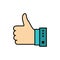 Like, Finger, Gesture, Hand, Thumbs, Up, Yes  Flat Color Icon. Vector icon banner Template