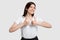 Like gesture super great cheerful woman thumbs up