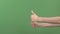 Like gesture. Woman hands move showing thumbs up, like, OK sign over green screen chroma key background. Happiness
