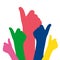 Like hands colorful silhouette vector illustration. Thumb up sign flat design