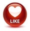 Like (heart icon) glassy brown round button