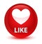 Like (heart icon) glassy red round button