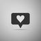 Like and heart icon isolated on grey background. Counter Notification Icon. Follower Insta