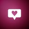 Like and heart icon isolated on purple background. Counter Notification Icon. Follower Insta