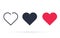 Like and Heart icon. Live stream video chat, likes buttons. Social nets red heart web buttons isolated on white
