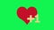 Like heart notification, social network animation. Green background