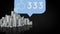 Like icon with increasing numbers on blue speech bubble against 3d city model on black background