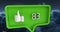 Like icon with increasing numbers on green speech bubble against against grey background