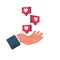 Like icon. Likes on red pins. Web icon social media concept