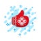 Like icon. Red mitten thumb up vector icon. Santa Claus like icon vector. Red Christmas mitten.