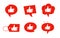 Like icon set. Red colour bubble. Thumbs up message. Best buy. The best choice. For social networking services. Vector