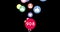 Like, love and person icons flying on black background 4k