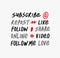 Like Share Repost Subscribe Follow doodle hand lettering stickers. quote subscribe to channel, blog. Social media