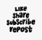 Like Share Repost Subscribe Follow doodle hand lettering stickers. quote subscribe to channel, blog. Social media