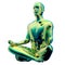 Like zen stylized man figure yoga lotus position golden green