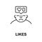 likes on mind icon. Element of human mind icon for mobile concept and web apps. Thin line likes on mind icon can be used for web a