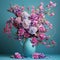 Lilac Arrangement: Teal And Pink 3d Floral Explosion