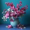 Lilac Arrangement: Teal And Pink 3d Floral Still Life