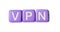 Lilac beads with acronym VPN on white background, top view