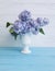 Lilac bouquet flower freshness may of vase on a wooden plant arrangement