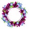 Lilac and Forget-me-not Flower Round Frame