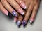 lilac french manicure with abstraction