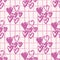 Lilac heart hand drawn elements seamless pattern. White background with check. Simple love backdrop