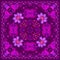 Lilac ornament with fabulous flowers and composition of various paisley on polka dot background. Beautiful frame with leaves