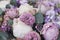 Lilac, peonies, roses floral background