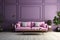 Lilac room with sofa and tables with lilac wall on lilac background, Pastel Lilac, Blue Atoll, Fashion Color Trend