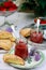 Lilac scones with strawberry curd in the summer garden