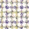 Lilac shibori tie dye broken plaid grid background. Seamless pattern wax print bleached resist background. Irregular check dip