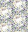 Lilac shibori tie dye sunburst flower circle background. Seamless pattern wax print bleached resist background. Irregular dip dyed