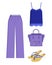 Lilac Trousers and Handbag, Blue Shirt, Color Card