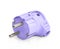 Lilas electric plug, powerful energy on a white background