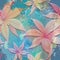 Lilies flowers textured 3d seamless pattern. Floral embossed watercolor blue background. Grunge dirty tropic colorful backdrop.