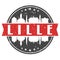 Lille France Round Travel Stamp. Icon Skyline City Design. Seal Tourism Badge Illustration.