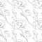 Lillies in single continuous line drawing style seamless pattern.