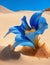 lily flower blue color, in the desert illustration